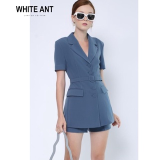 Áo Blazer Nữ Tay Cộc WHITE ANT Kèm Đai Lưng Màu Xanh, Tím Ôm Eo Chất Đẹp Không Bai Xù 140600003