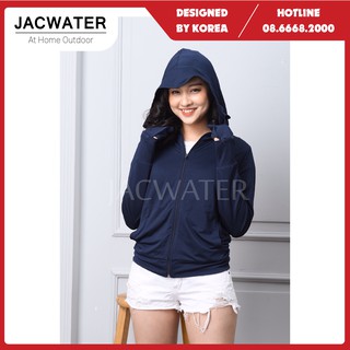 Áo khoác chống nắng nữ 2 lớp thông hơi, cản tia uv dày dặn mũ liền JACWATER V380