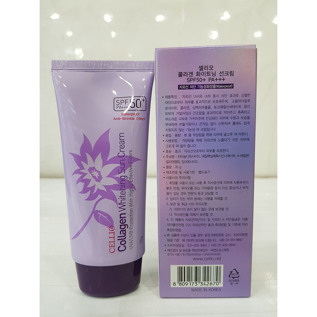 Kem Chống Nắng Cellio Sun Cream SPF50 PA+++ 70g Hàn Quốc