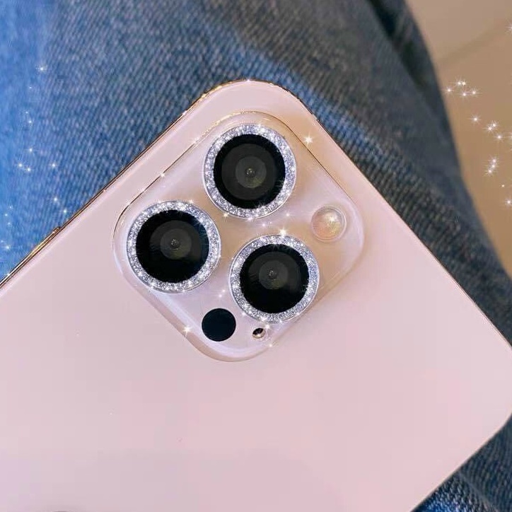 Mắt bảo vệ Camera vân Nhũ cho iPhone 11, 12, 12 Pro Max -Chất liệu TITAN-Không gây yếu sóng-Kính cường lực full màn