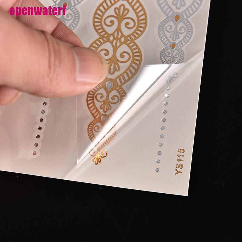 【openf】Gold Silver Metallic Flash Temporary Tattoos Stickers Temporary Body Art Tattoo