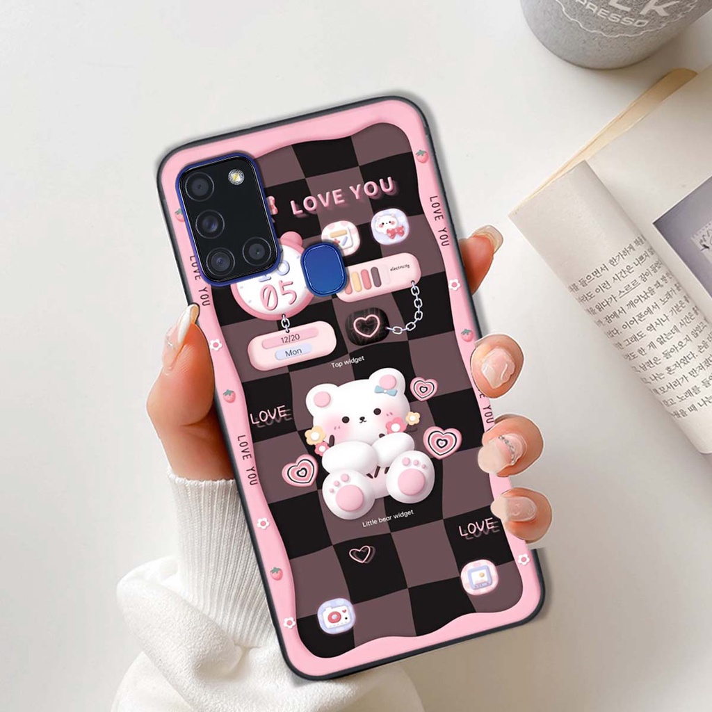 Ốp lưng Samsung A21s in hình gấu cute,bò sữa 3D cute dễ thương bảo vệ điện thoại.