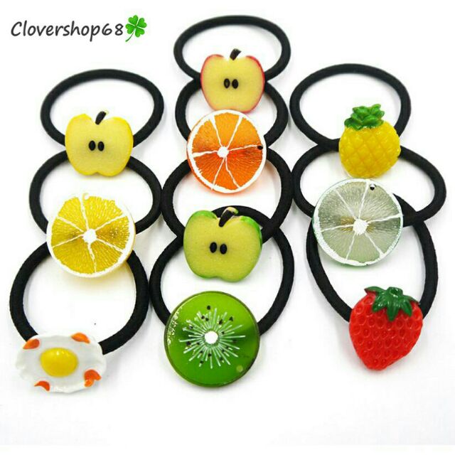 Dây buộc tóc đính hoa quả siêu cute