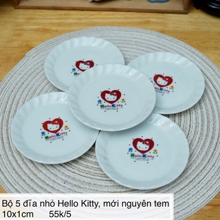 Bộ 5 đĩa nhỏ 10cm hello kitty - gốm sứ nhật bản