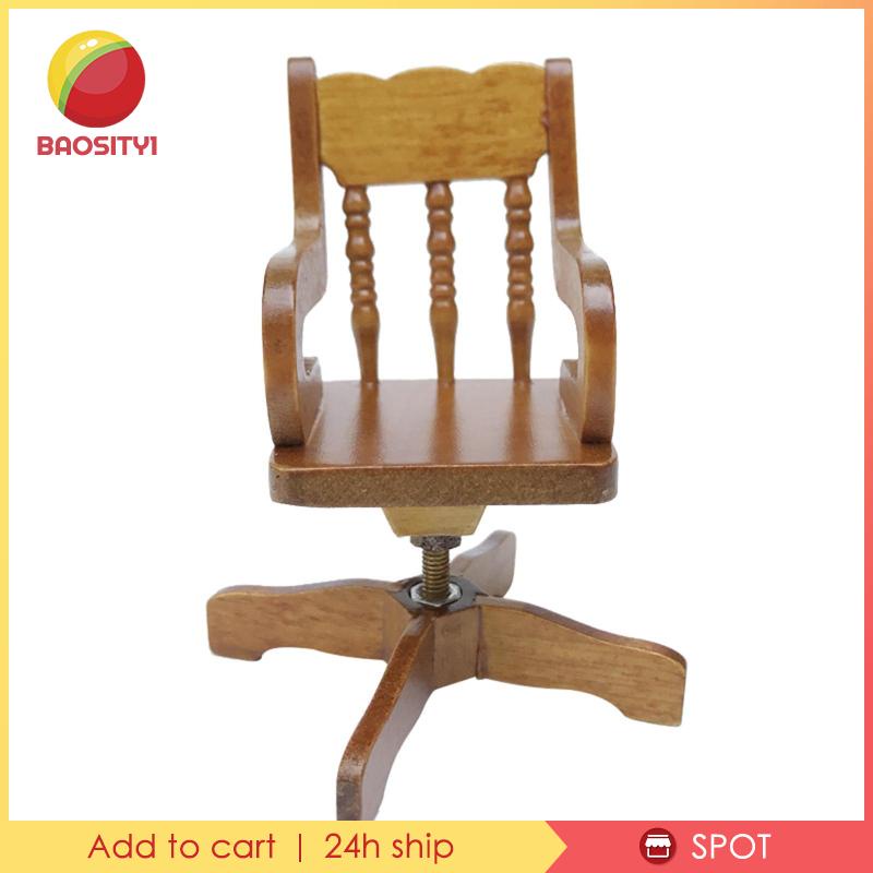 [Baosity 1] Mô Hình Ghế Bành Mini Bằng Gỗ Tỉ Lệ 1 / 12 Trang Trí Phòng Khách Búp Bê