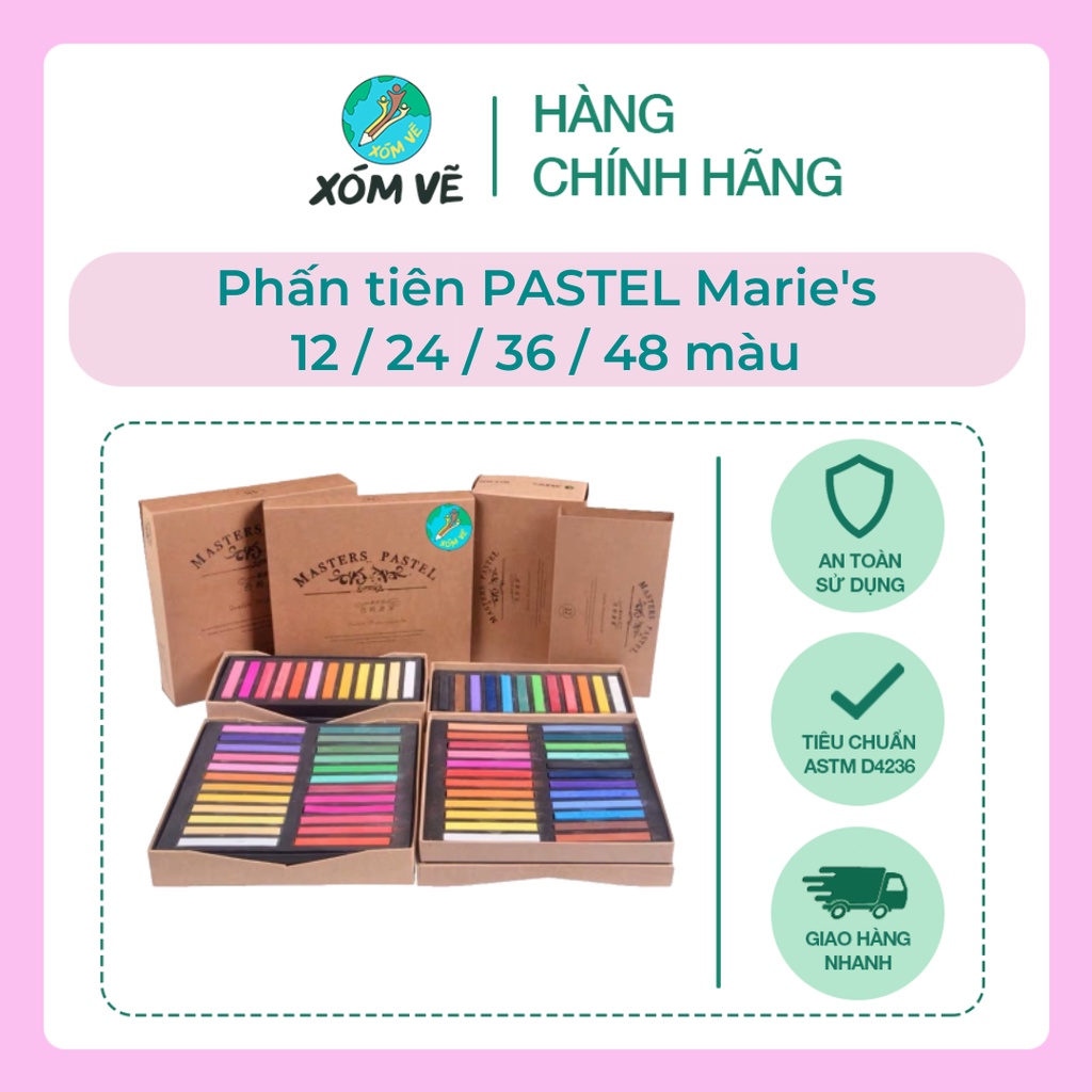 Phấn tiên pastel bộ 12/24/36/48 màu nhãn Maries