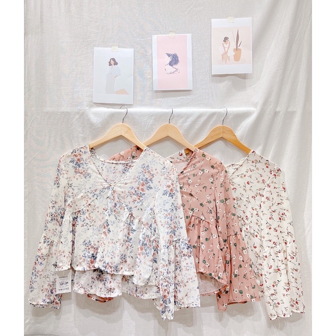 Áo kiểu baby doll tay loe vải voan bánh bèo nhiều màu KURO-101l.2ao.027