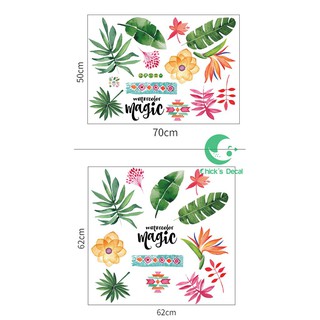Decal dán tường Hoa lá tươi mát