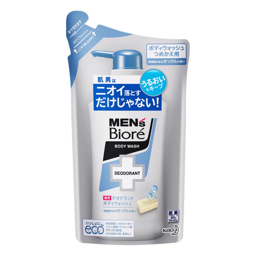 Sữa Tắm Khử Mùi Men's Biore Body Wash Deodorant Soap Xà Phòng Thơm Mát Dạng Túi 380ml