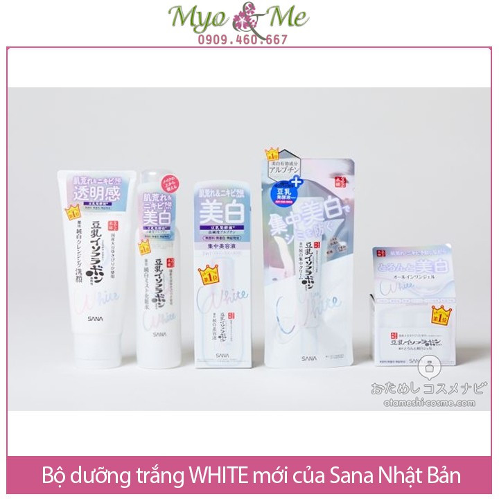 Serum SANA WHITE dưỡng trắng da ngừa mụn 3 trong 1 Sana Nameraka chiết xuất đậu nành - Whitening Serum 3 in 1 - 100m
