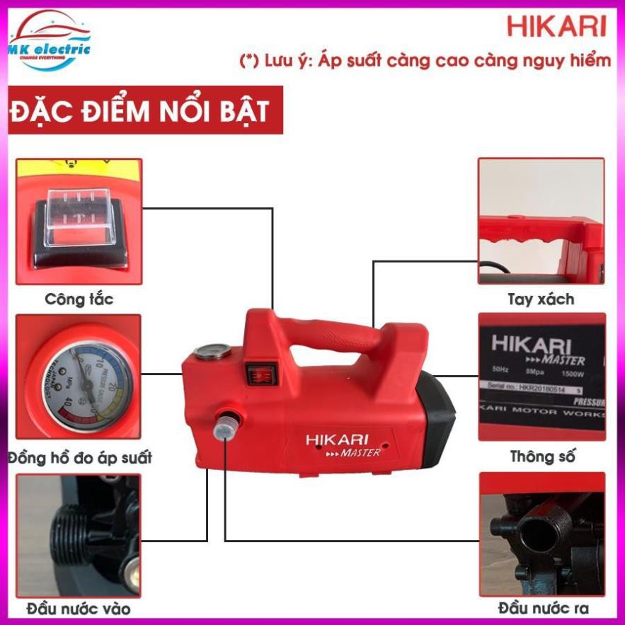 Máy rửa xe mini, Máy xịt rửa cao áp HIKARI HK-H3 - Có áp chống giật + Chống cháy [BH 24 Tháng]