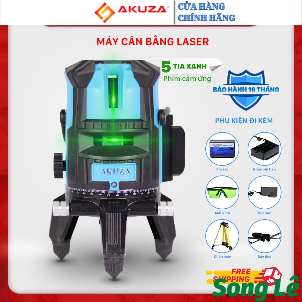 [HCM] Máy cân bằng Laser 5 tia xanh AKUZA - Chính Hãng (Phím CẢM ỨNG) FULL PHỤ KIỆN