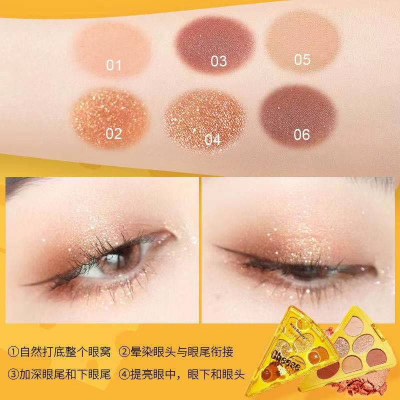 [Hàng mới về] Bảng phấn mắt 6 màu ánh lì và nhũ ngọc trai lấp lánh lâu trôi dễ lên màu