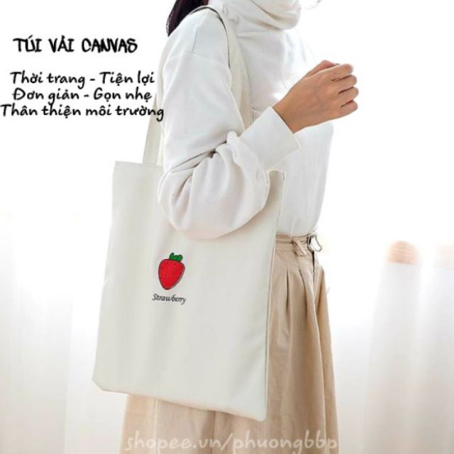 Túi Tote Vải ❤ CANVAS ❤ Túi Vải Canvas Dày Bền Chắc, Có Khóa Miệng Túi Và Khóa Ngăn Nhỏ (32 x 38 cm)