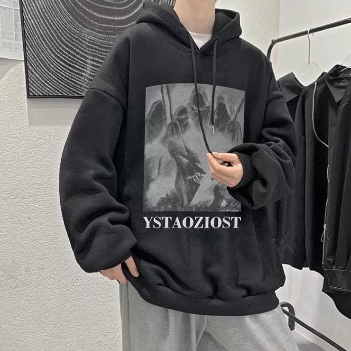 Áo hoodie dáng rộng in họa tiết phong cách hiphop đường phố Hàn Quốc