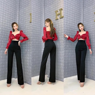 Quần ống suông lưng siêu cao