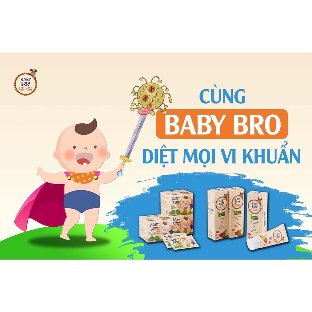 Kem đánh răng cho bé nuốt được thành phẩn hữu cơ Baby Bro Hàn Quốc vị trái cây 60g