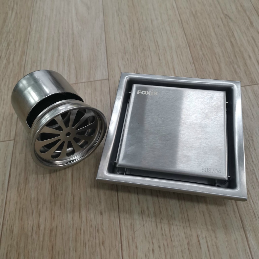 Ga Thoát Sàn Ngăn Mùi Inox 304 FOXIS T218, Phễu Thoát Sàn Nhà Tắm Đặt Âm Nên Gạch, Thoát Nước Nhanh, Ngăn Mùi