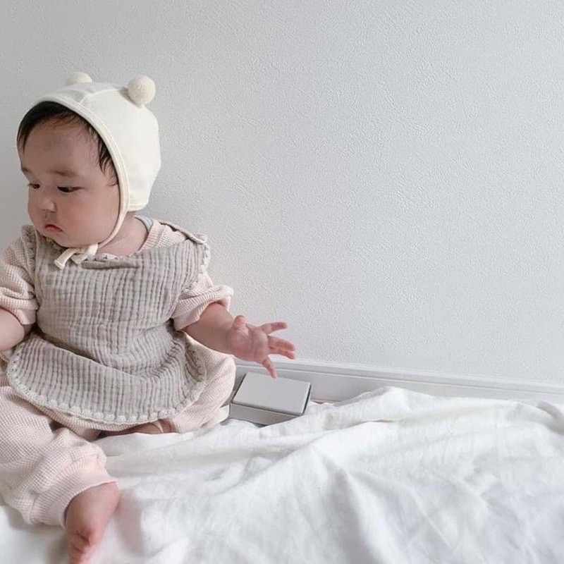 Mũ cotton 2 cục bông cho bé