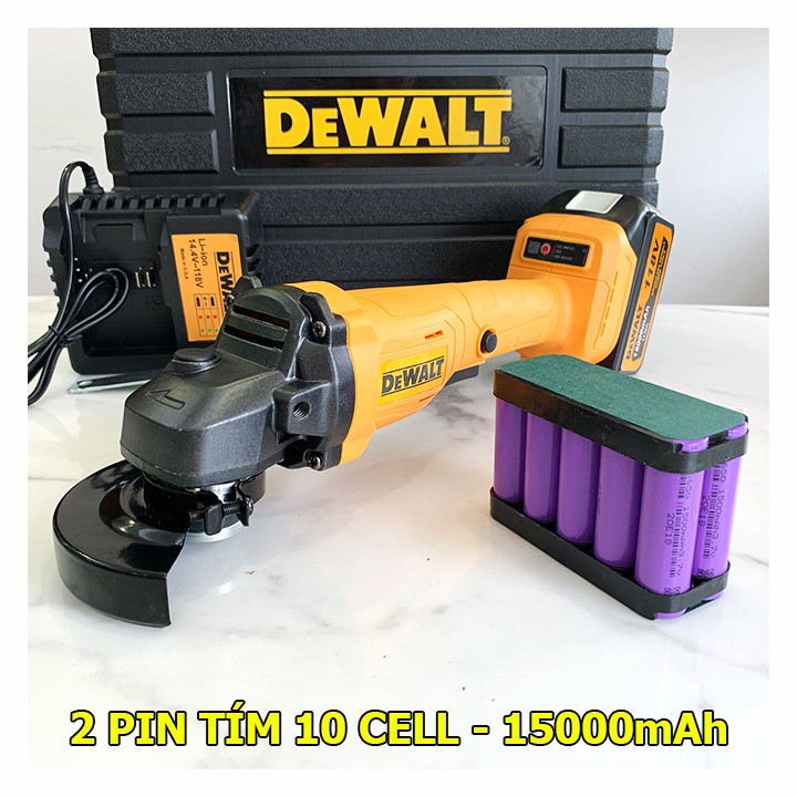 Máy Mài Pin DEWALT 118V Cao Cấp - Động Cơ Ko Chổi Than - Có Điều Chỉnh Vòng Tua - Tặng Kèm Đá Mài, Đá Căt