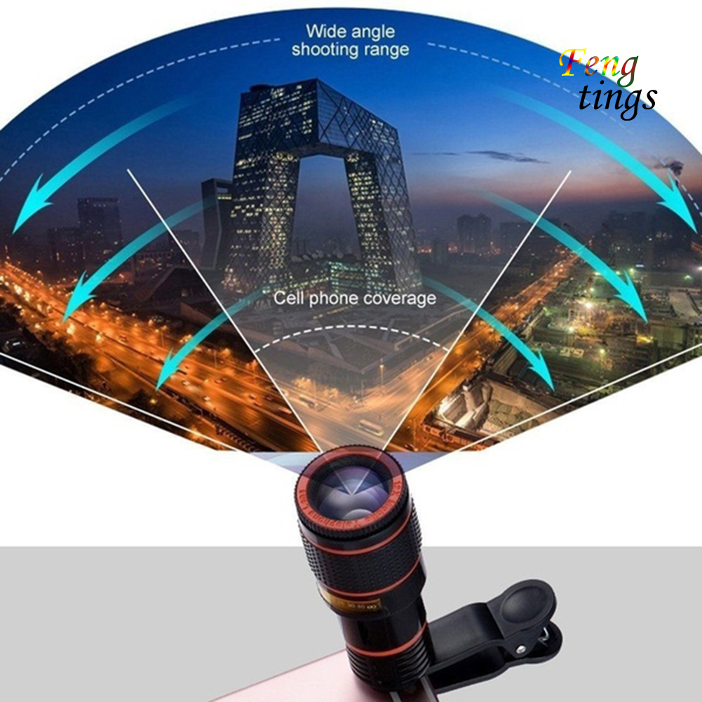 【FT】Universal 12X HD Zoom Telescope Phone Camera External Telephoto Lens with Clip