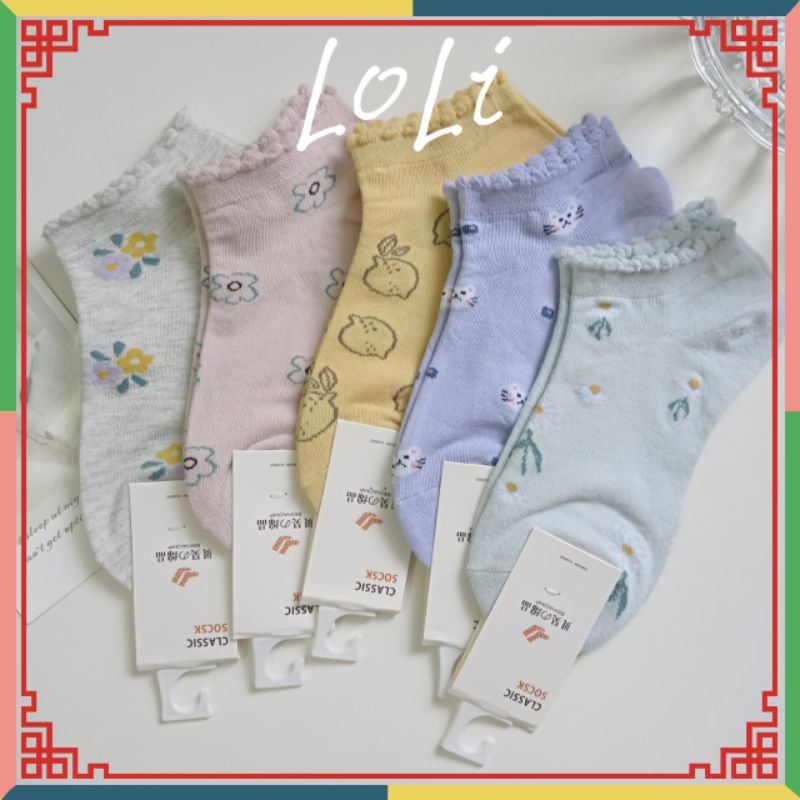 Tất Vớ Nữ Cổ Ngắn In Hình Dễ Thương Phong Cách Hàn Quốc Cho Nữ (TN024)