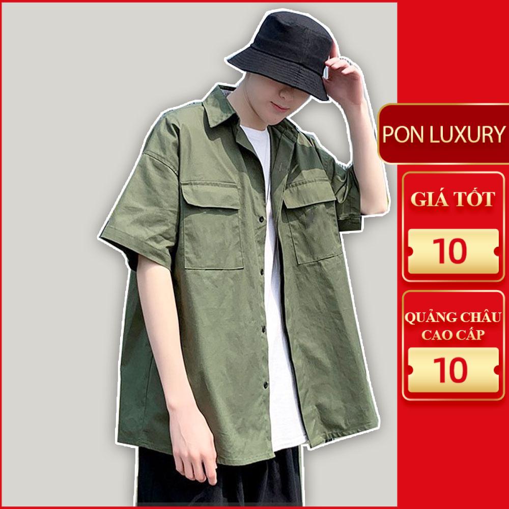 Áo sơ mi form rộng tay lỡ kaki thô phong cách Hàn Quốc 2022 Quảng Châu Pon.mens hà nội hcm