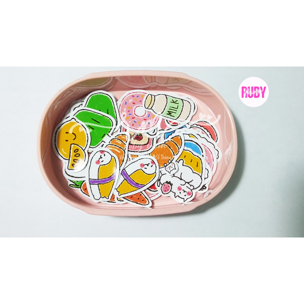 Bộ 36 Sticker nhãn dán Đồ Ăn Sushi