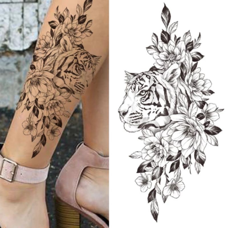 Hình xăm dán tatoo động vật, hổ báo, size bắp tay, bắp chân, khổ giấy 15x21cm (chọn mẫu trong phân loại)