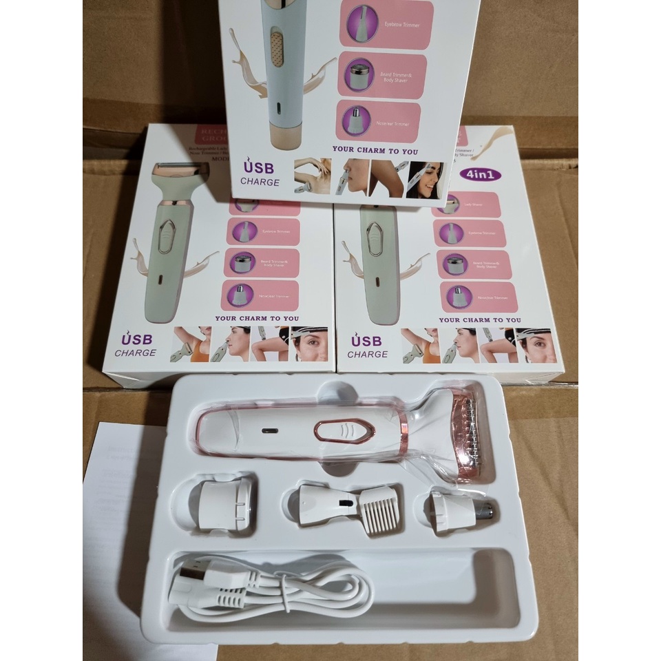 Dao Cạo Lông Mặt ,Tỉa Lông Mày,  Cắt Tỉa Lông Mũi Máy Cạo Lông Bikini Vùng Kín Toàn Thân Đa Năng 4 In 1 Chống Nước Sạc Đ