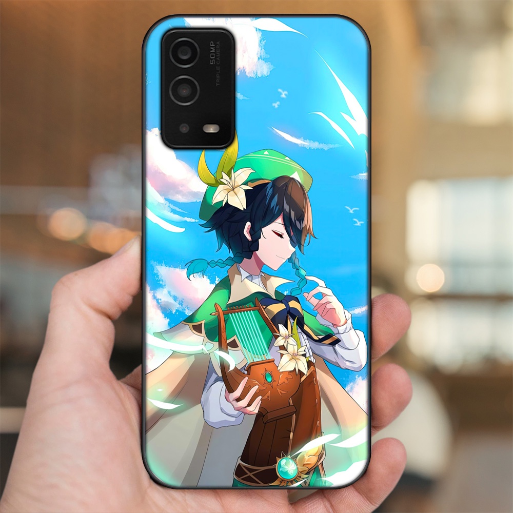 Ốp lưng Oppo A55 4G, A55 5G viền đen in hình Venti Genshin Impact
