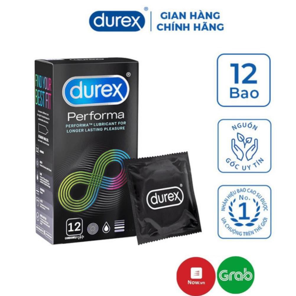 (AUTH 2021) Bao cao su Durex Performa hộp 12 chiếc bcs kéo dài thời gian cuộc yêu Sói.official