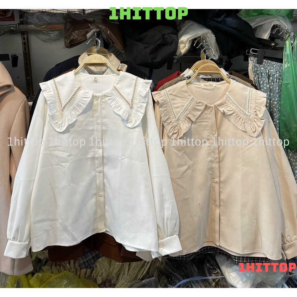 áo sơ mi nữ cổ bèo , áo babydoll tay bèo tiểu thư hàng QCCC loại 1 A00011 kaca 1hittop