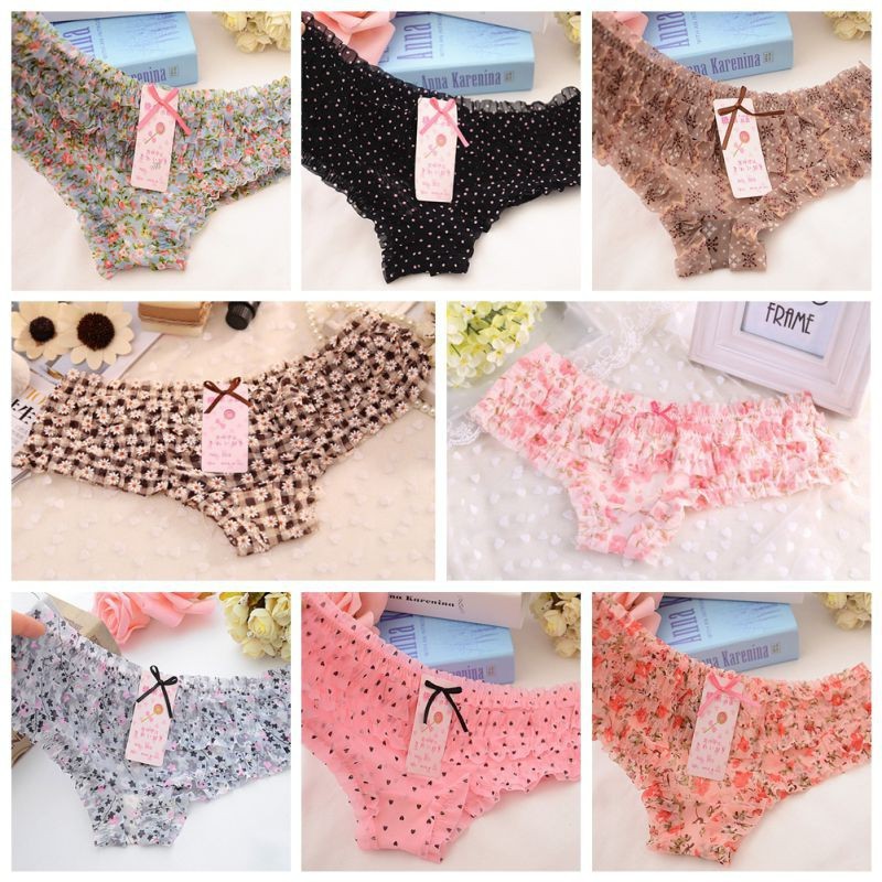 Quần lót nữ in hoa nhún bèo | BigBuy360 - bigbuy360.vn