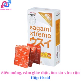 Bao cao su Sagami Xtreme Super Thin – Hộp 10 chiếc, siêu mỏng, cảm giác thật, ôm sát vừa vặn - Nhật Bản