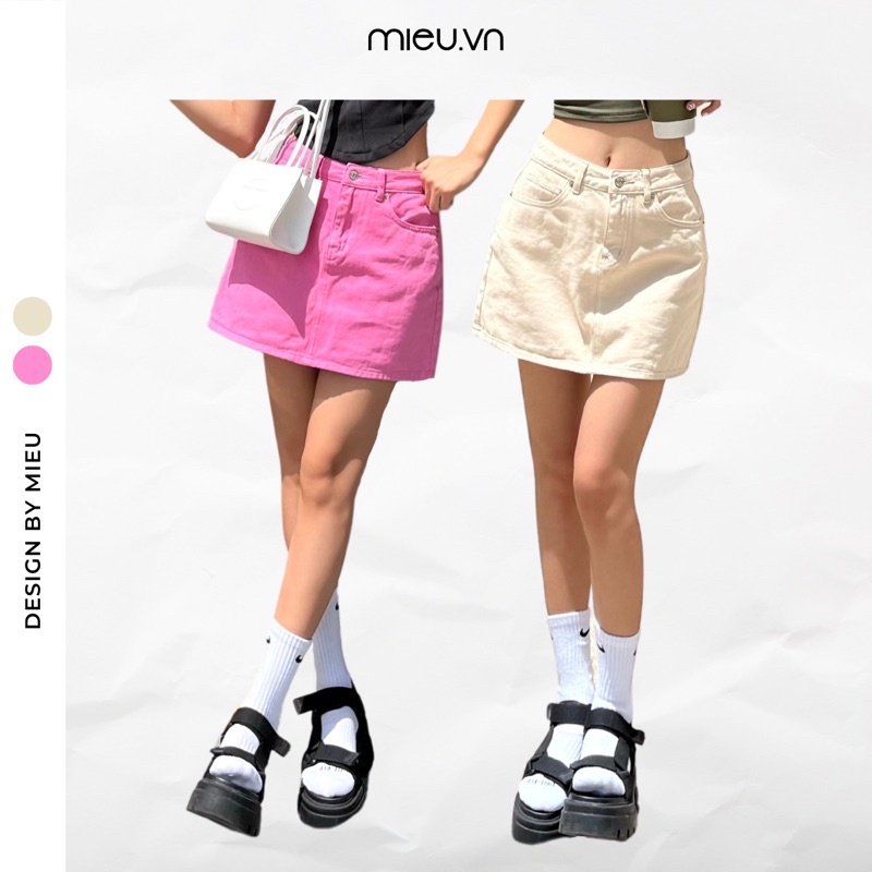 Chân váy nữ &quot;must have item&quot; chất jean ngắn 2 lớp dáng basic trẻ trung MIEU - JJL04