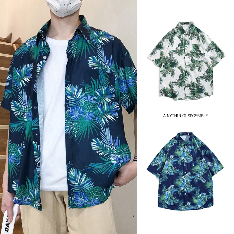 (M ~ 3XL) Áo sơ mi nam Hàng mới về Áo họa tiết lá rời chất lượng cao, thoải mái trẻ trung hàn quốc
