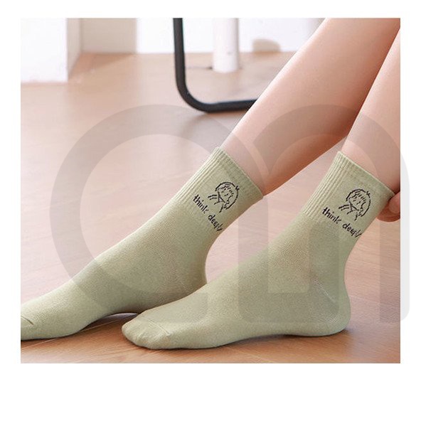 Tất Vớ Cổ Cao Nữ Tone Nhiều Màu Họa Tiết Cô Gái Dễ Thương Thời Trang Đẹp Vải Cotton