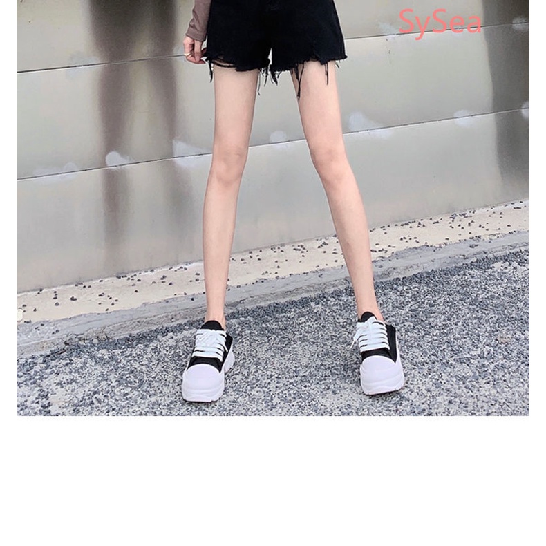 Quần Short Denim Màu Đen Lưng Cao Thời Trang Mùa Hè Cho Nữ