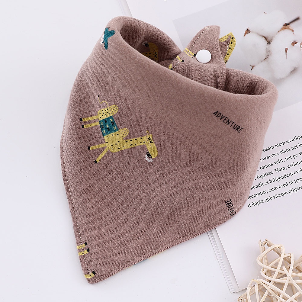 Yếm Ăn Cotton Hai Lớp Siêu Mềm In Họa Tiết Hoạt Hình Có Thể Điều Chỉnh Cho Bé Sơ Sinh