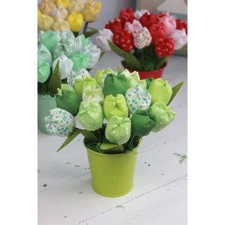 Chậu Hoa TuLip vải Handmade