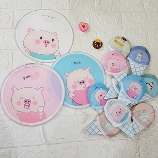 HCM - Quạt xếp gọn thành cây kem nhỏ gọn Heo hoạt hình cute