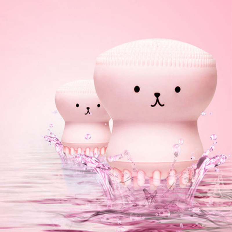 [Hàng mới về] Cọ rửa mặt mát xa tẩy tế bào chết bằng silicone thiết kế hình bạch tuộc phong cách Hàn Quốc