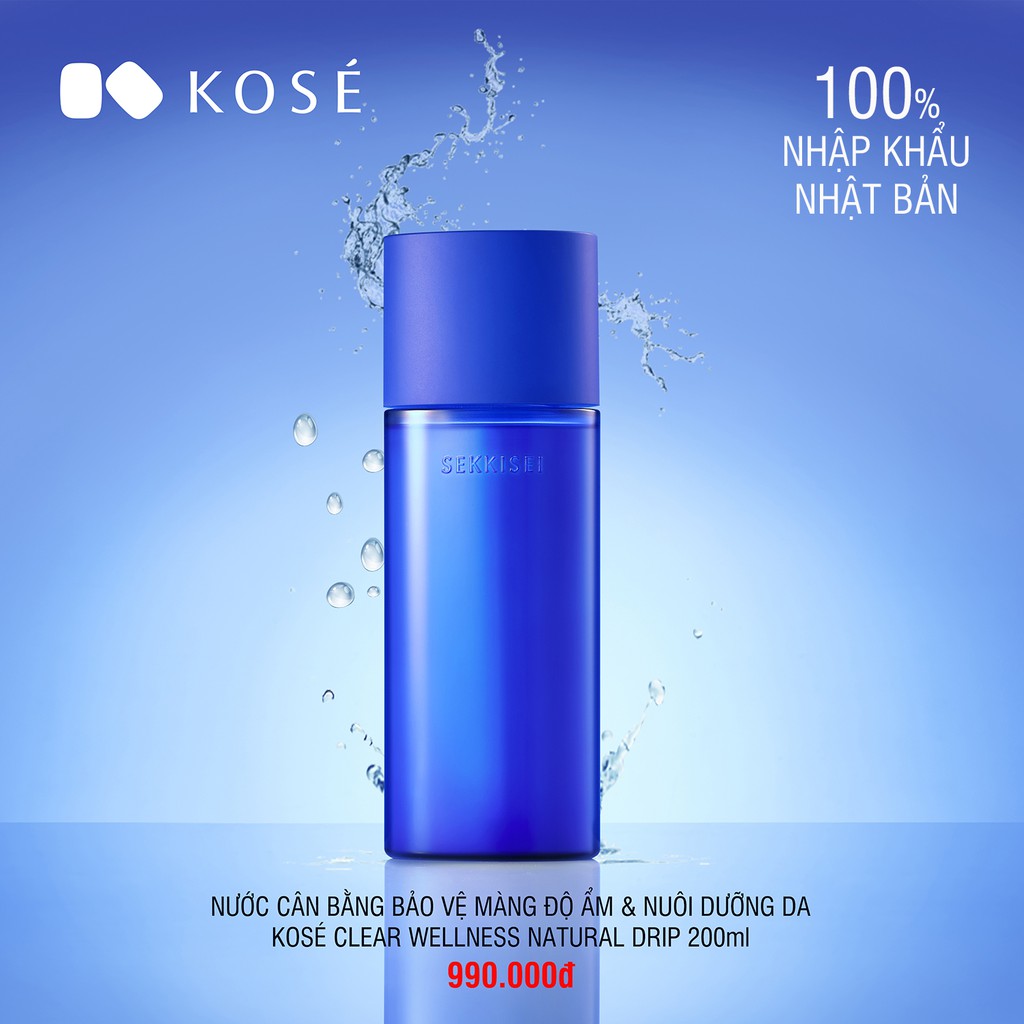 Nước cân bằng bảo vệ độ ẩm và nuôi dưỡng da Kosé Sekkisei Clear Wellness Natural Drip 200ml