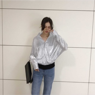 [Hàng Order] Áo sơ mi bóng vạt chéo