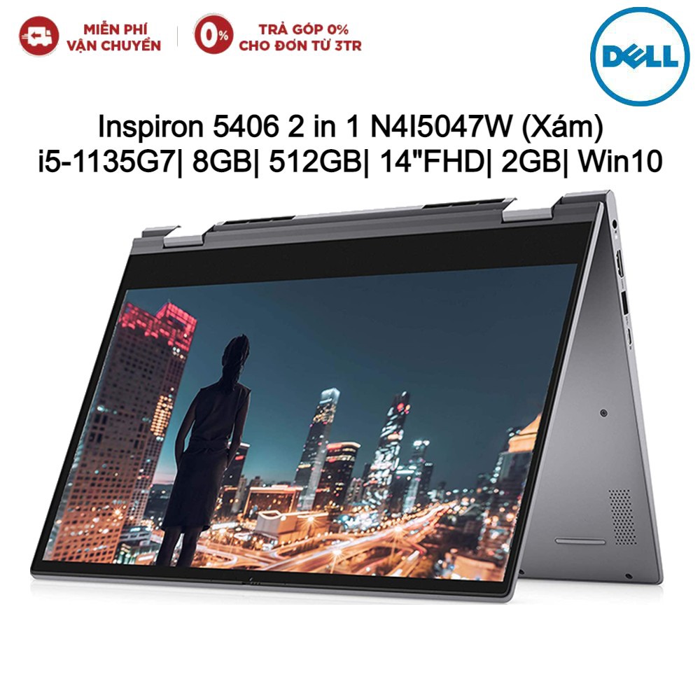 Laptop DELL Inspiron 5406 2 in 1 N4I5047W i5-1135G7| 8GB| 512GB| 14"FHD| 2GB| Win10