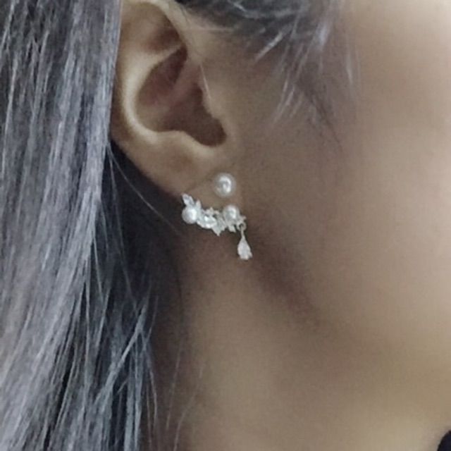 Khuyên tai treo giọt lệ rơi bạc ta