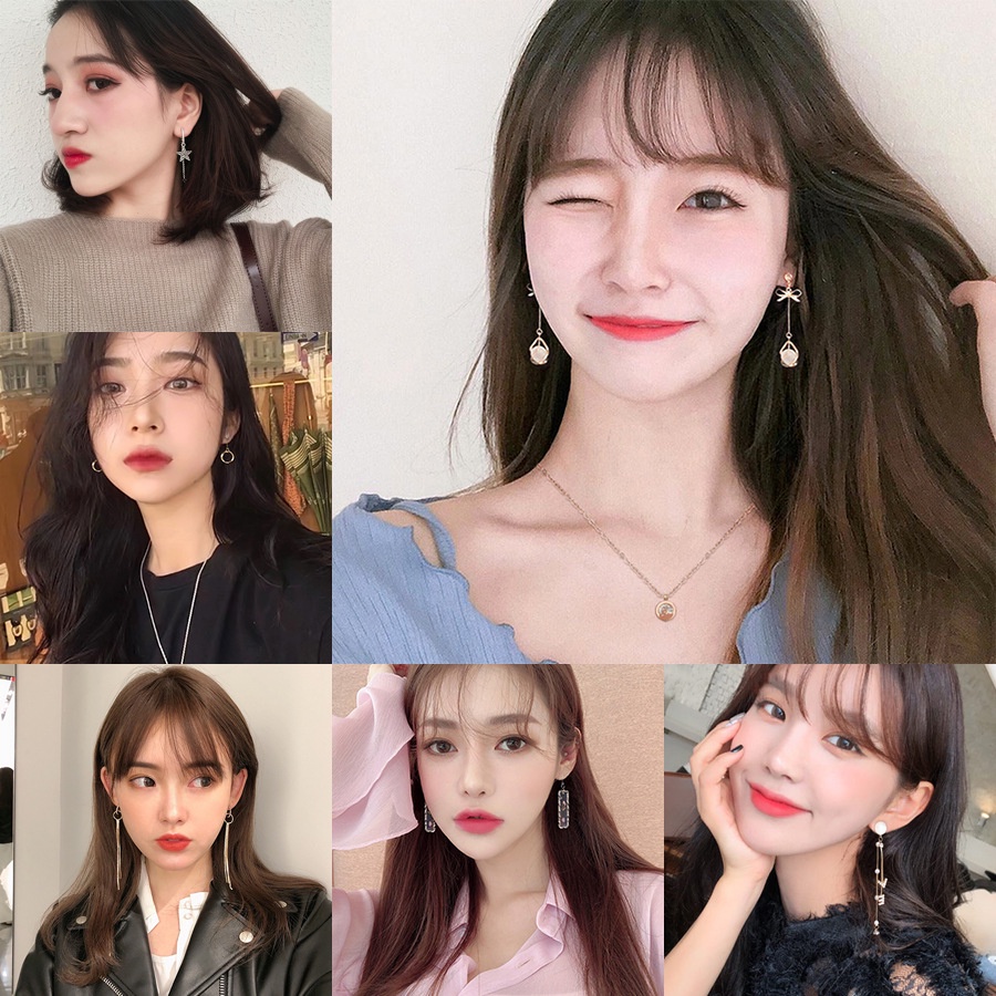 Bông Tai Mạ Bạc 925 Đính Hạt Ngọc Trai Nhân Tạo Phong Cách Hàn Quốc Thời Trang