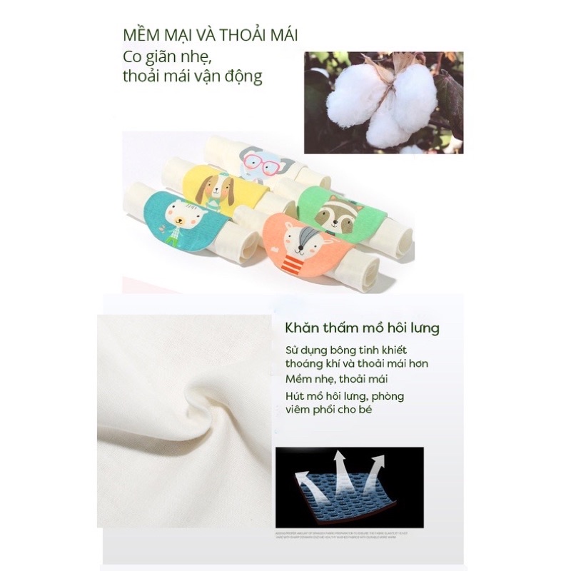 Khăn Thấm Mồ Hôi Lưng Cho Bé 6-36 Tháng Cotton, Khăn Lót Lưng Thấm Mồ Hôi Cho Bé