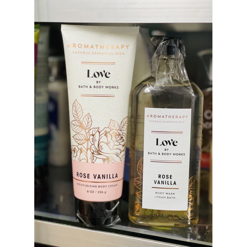 Combo dưỡng thể - sữa tắm thư giãn Aromatherapy Love Rose Vanilla.